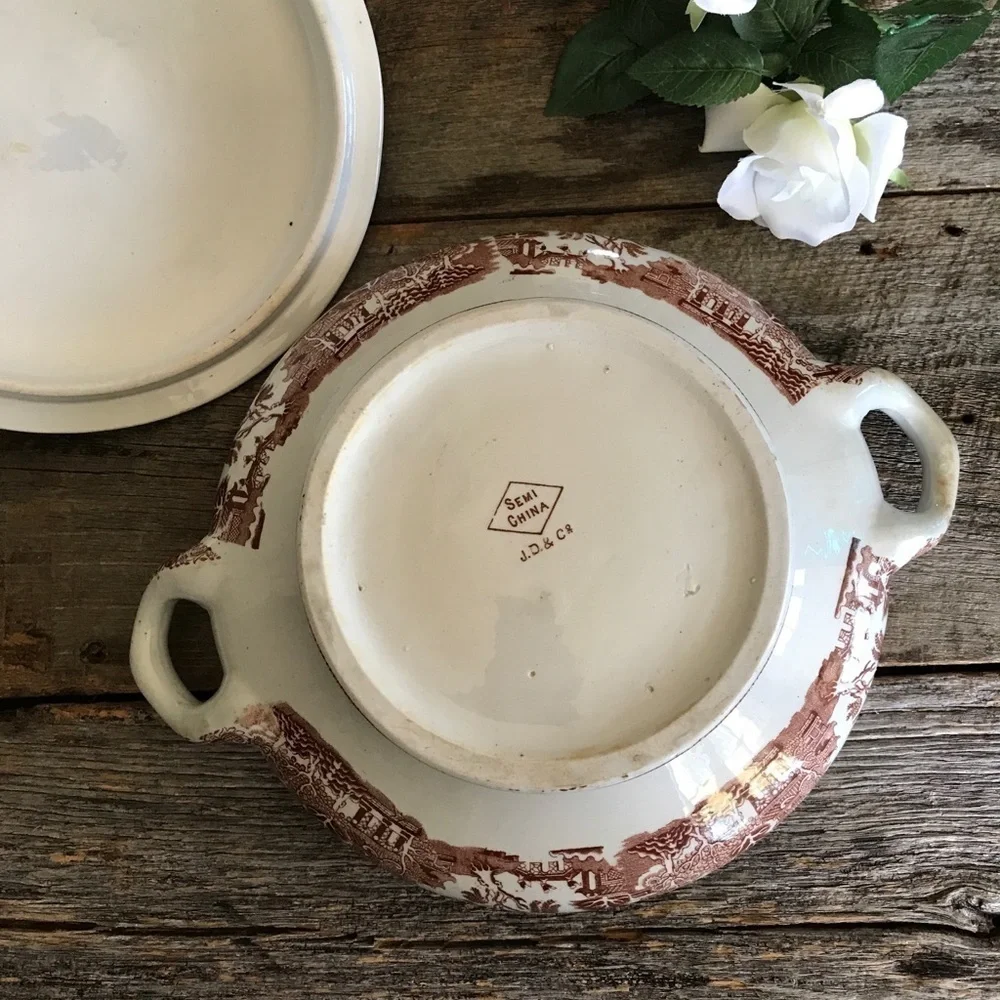 Brown Willowware Soup Tureen